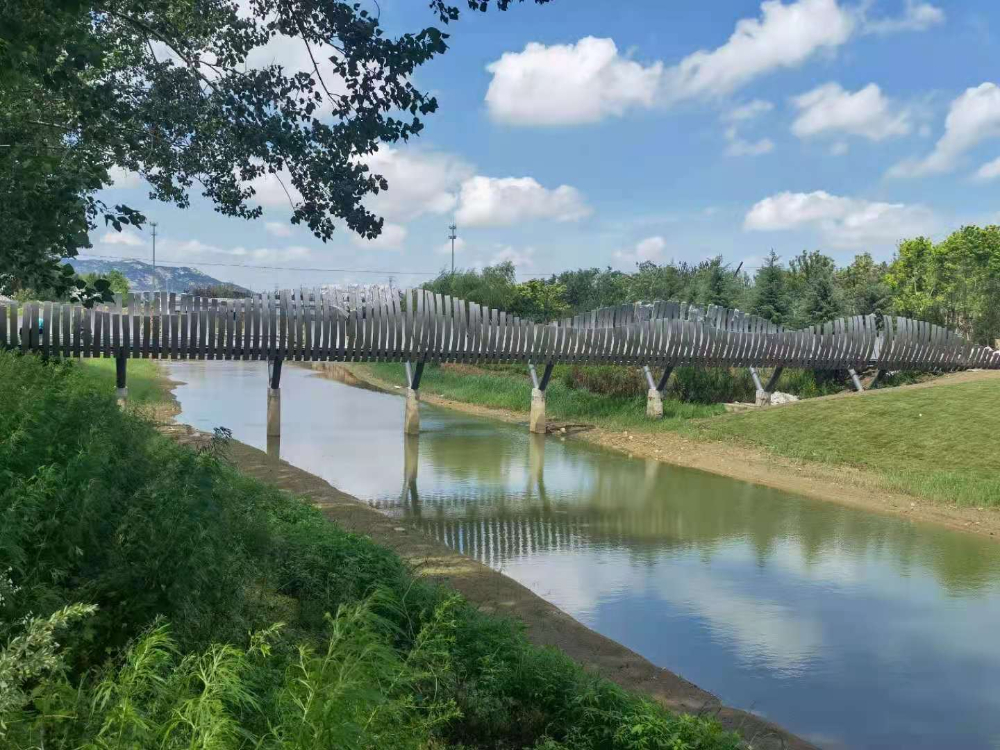 煙臺(tái)橋梁景觀工程八角河公園破繭橋施工中，敬請(qǐng)期待！—煙臺(tái)旭升鋼構(gòu)